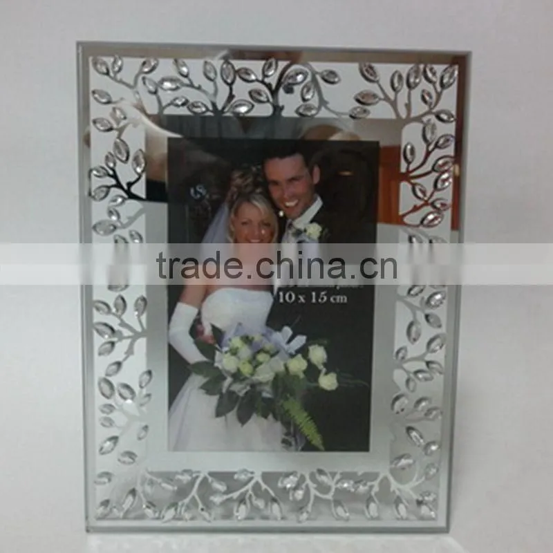 Diamond And Silver Shining Wedding Glass Photo Frame