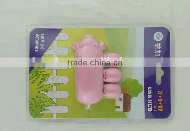 2015 Best Selling pig shape USB hub Creative 3 USB Connect computer USB hub