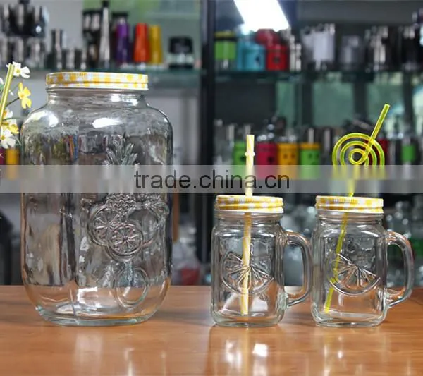 transparent glass juice dispensers with S/S lid