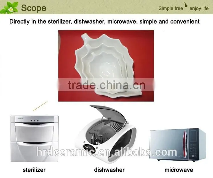 Wholesale 24*16*8cm ceramic white leaf dishes