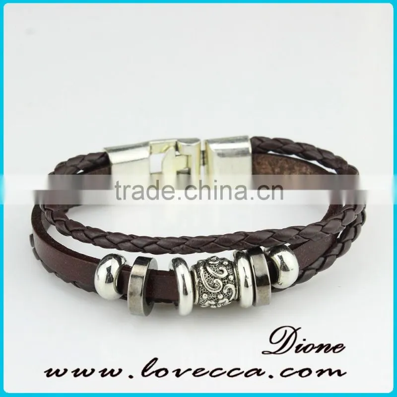 Braided adjustable nautical leather bracelets for women