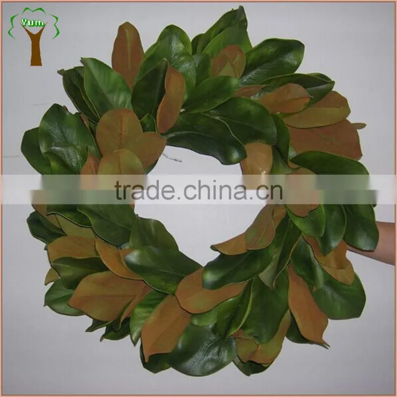Top quality window display decorative artificial magnolia wreath