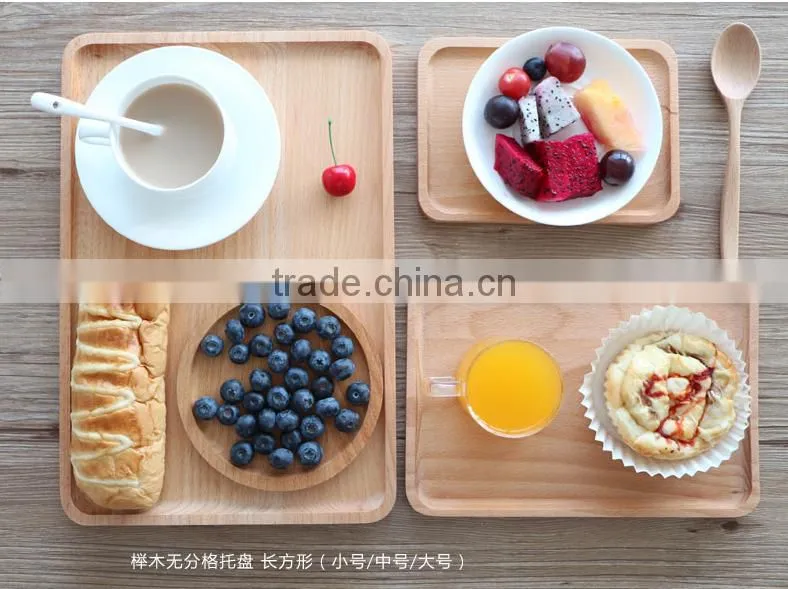 Logo customized solid beech square wooden serving tray