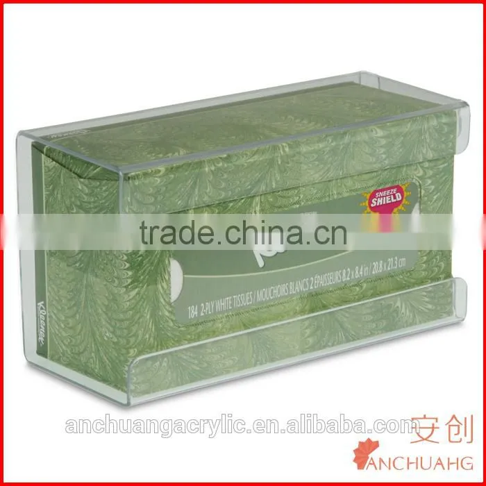 Deluxe Clear Acrylic Counter Top Multi Compartment Storage Organizer Box Tray / Tissue Dispenser Box