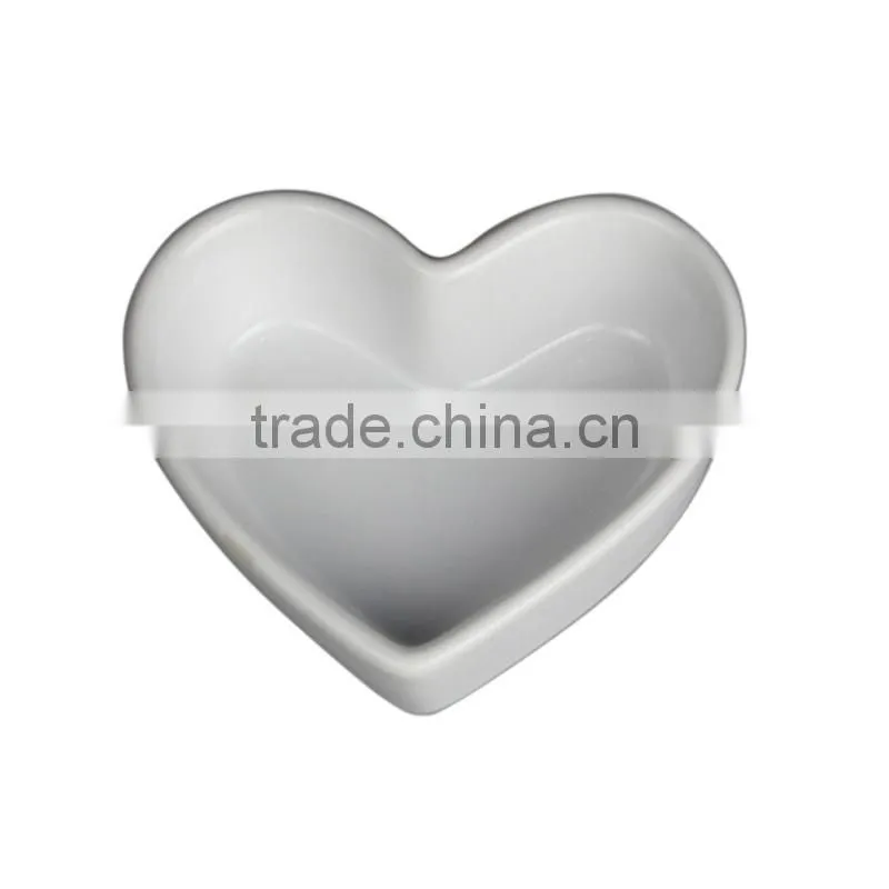 3.5"yellow color heart shaped small ceramic bakeware