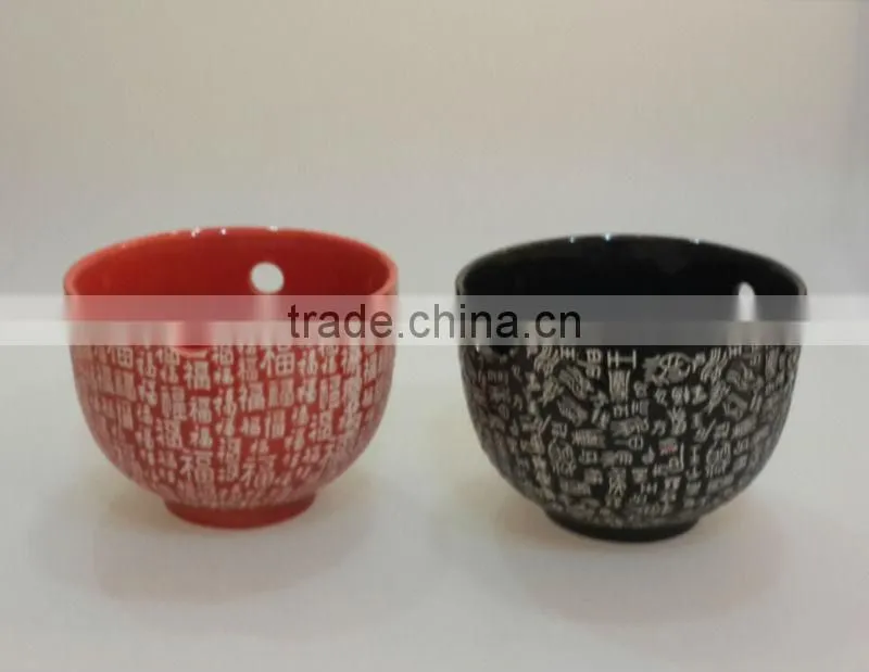 5.2inch Ceramic Japanese black your logo soup noodle bowl