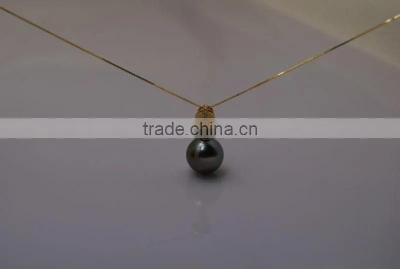17'' 15-16mm tahitian peacock green latest big pearl pendant necklace