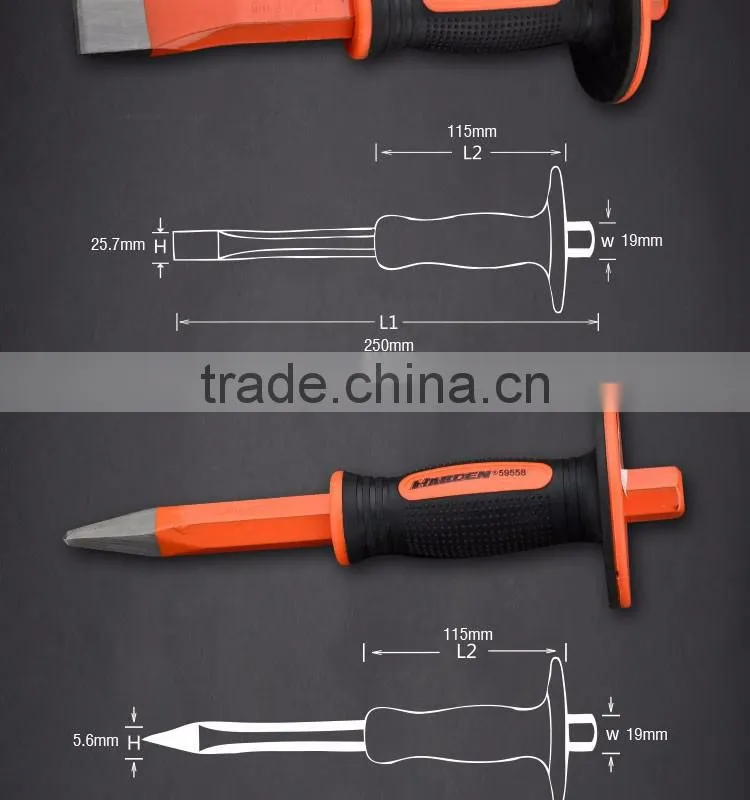 Chrome Vanadium Steel Hand Tool Flat Cold Chisel With TPR Handle