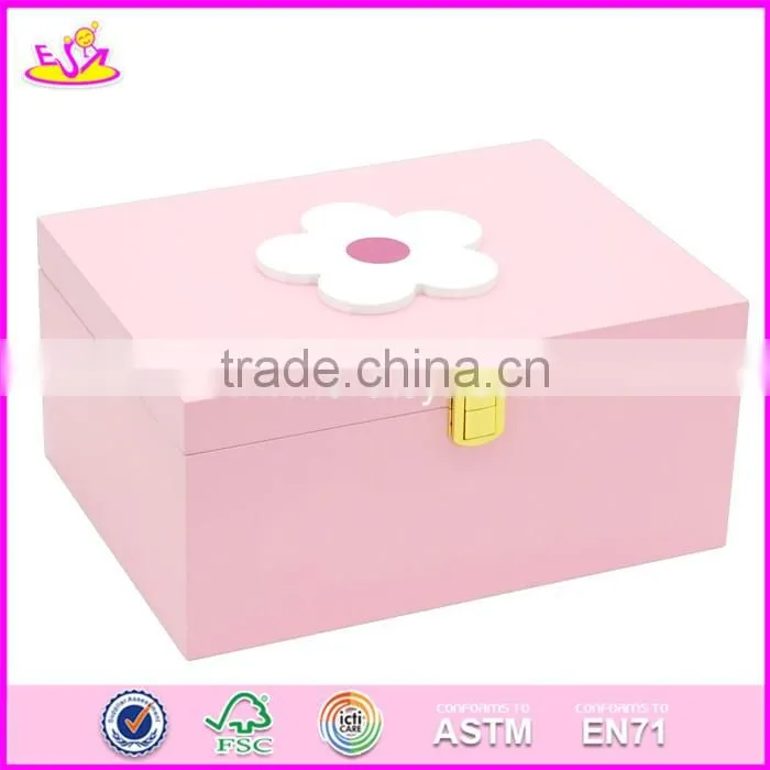 2017 new products girls pink wooden storage bins W08C175