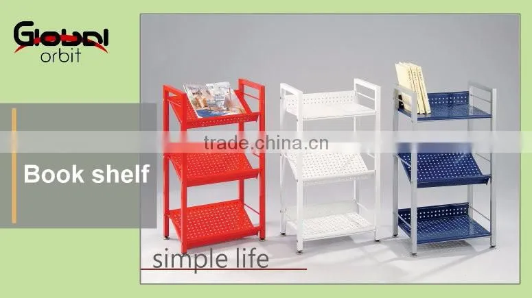 New design cheap modern 3 shelf square metal bookcases