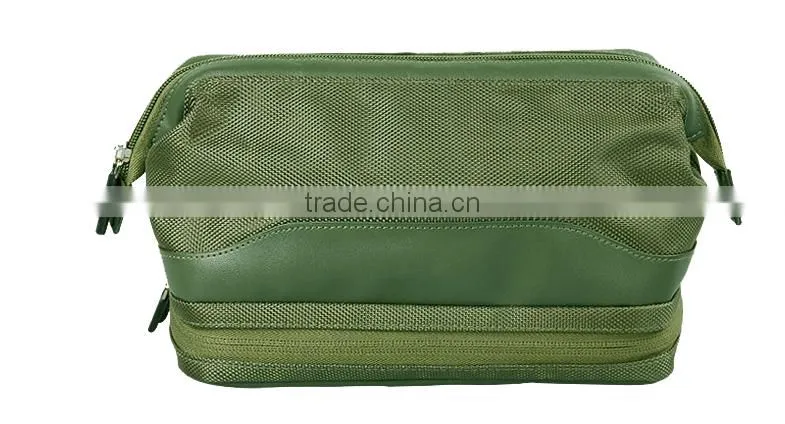 Fashion PU+polyester folding men toiletry bag for travel