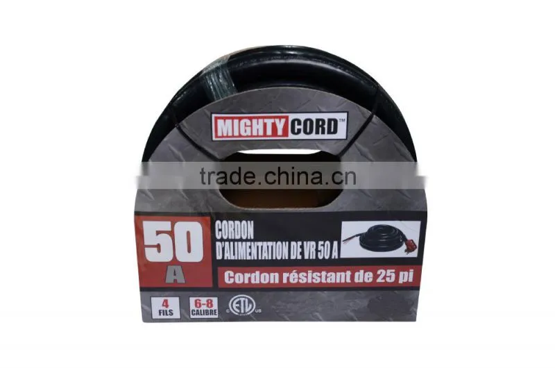 S10194 ETL 50A RV cord extension power cord with loose end, STW