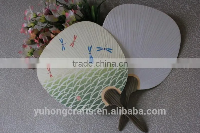 Environmental paper round fan with wood handle
