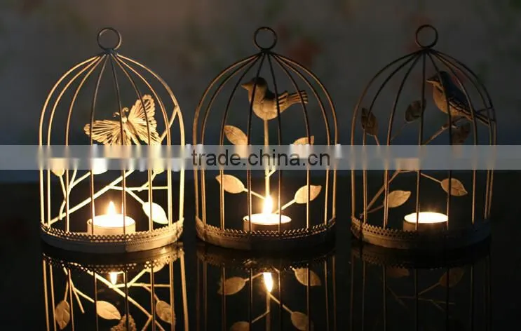European iron candlestick candle holder creative butterfly cage