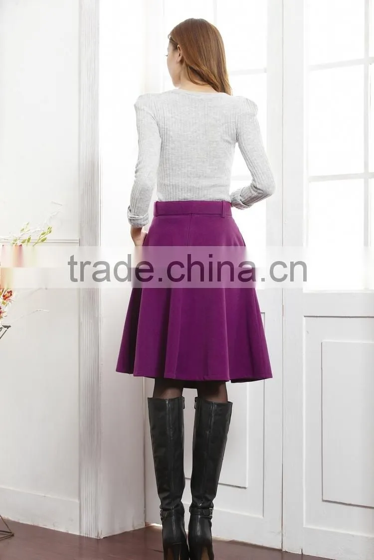 New arrival autumn winter wool skirt for women long skirt high waist pleated skirts women