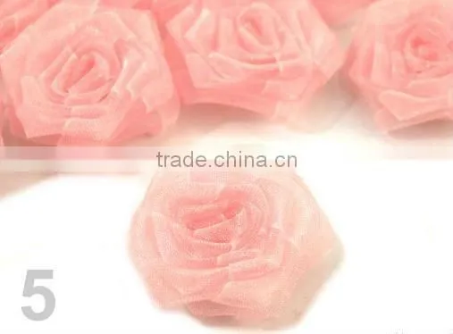 2" purple organza flower ribbon roses