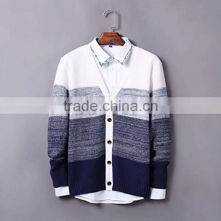 New products 2016 winter color combination sweater mens cardigan