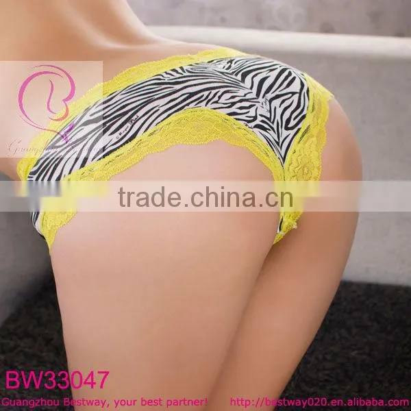 Fashion zebra printed underwear with lace trim