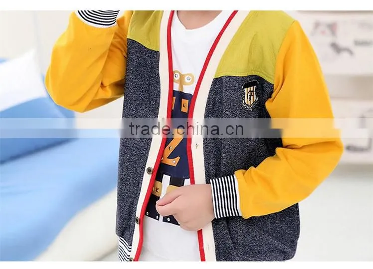 2016 children British style boy fall coat/ thin coat autumn cardigan fashion jacket with embroidered