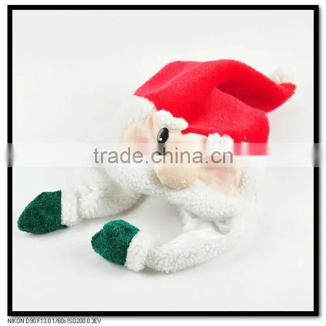 green color funny kids & adult christmas hats with white ball