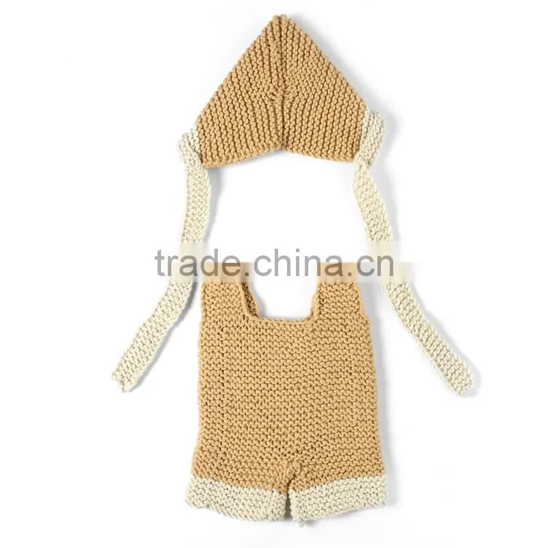 newborn pants and hat bonnet suspenders pants and hat set, china wholesale cotton baby photography props cheap