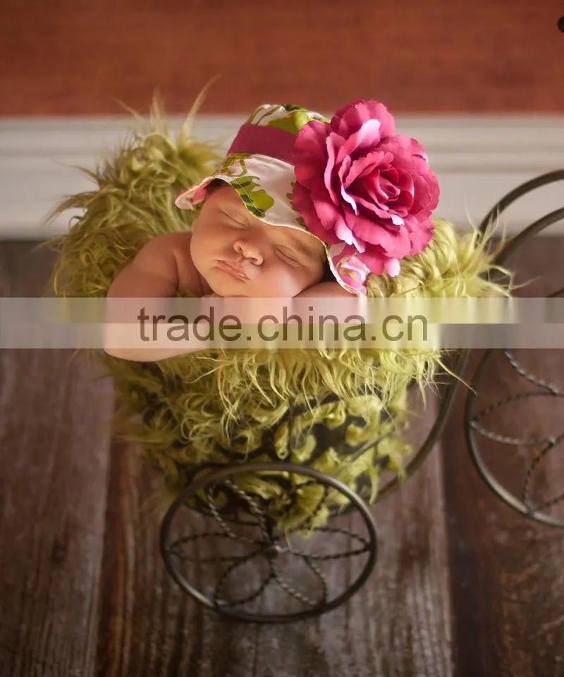 New Design Girl Sunhat Green And Pink Girl Floral Sunhat Girls Wear A-NP-KC905-403