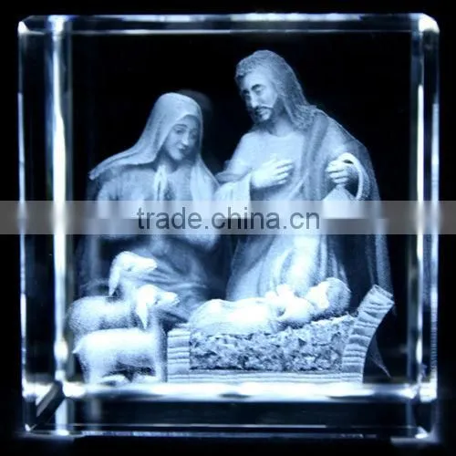 Good k9 crystal 3D laser engraving with religion