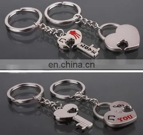 Fashion New Hot Selling Love You Key&Heart Lovers Keychain Couple Valentine's Day Gift