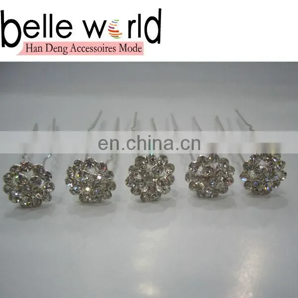 Silver Hair Pin Stick Hair Bun Hair Fork with Crystal