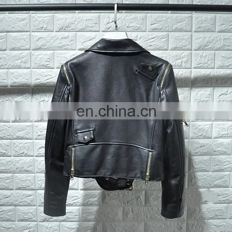 High Fashion Real Leather Jacket Woman Cheap Short Leather Spring Jackets Women