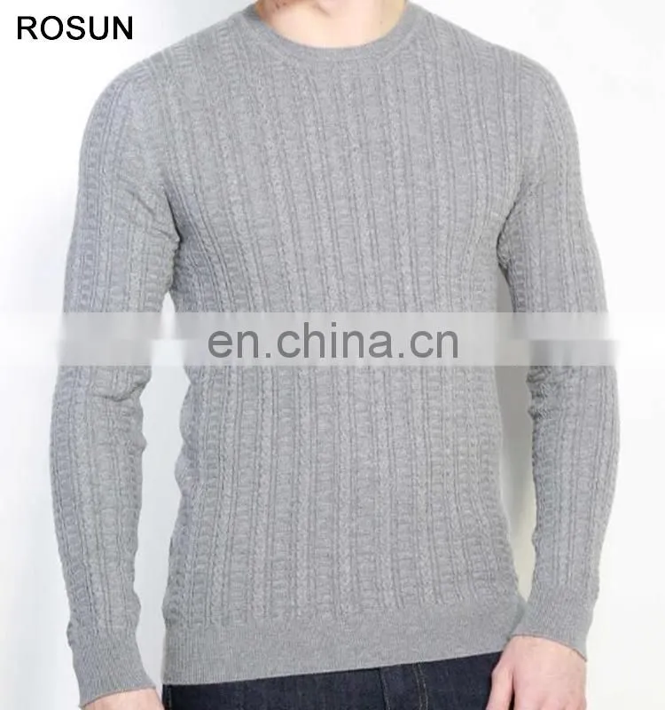 Best design long sleeve t shirt as cotton blended fabric knit sweater pullover top of unbranded wholesale mens clothing