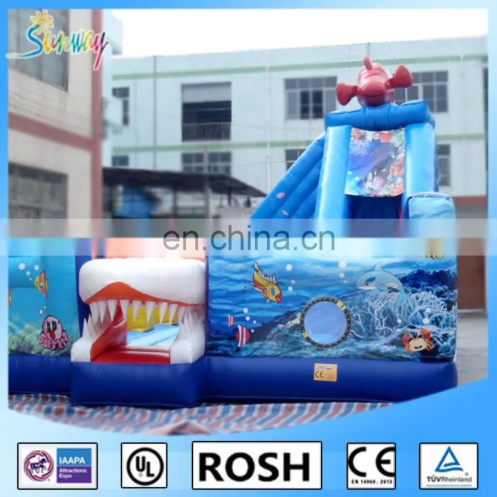 2017 Ocean Theme Inflatable Combo Game Fish Playground with Slide