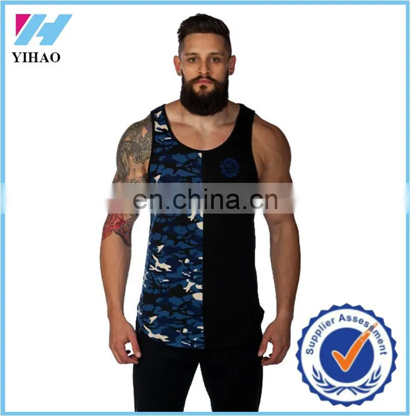 Yihao 2017 Customized trade pannel Vest y back Singlets Tank tops High quality Gym tops mens vest