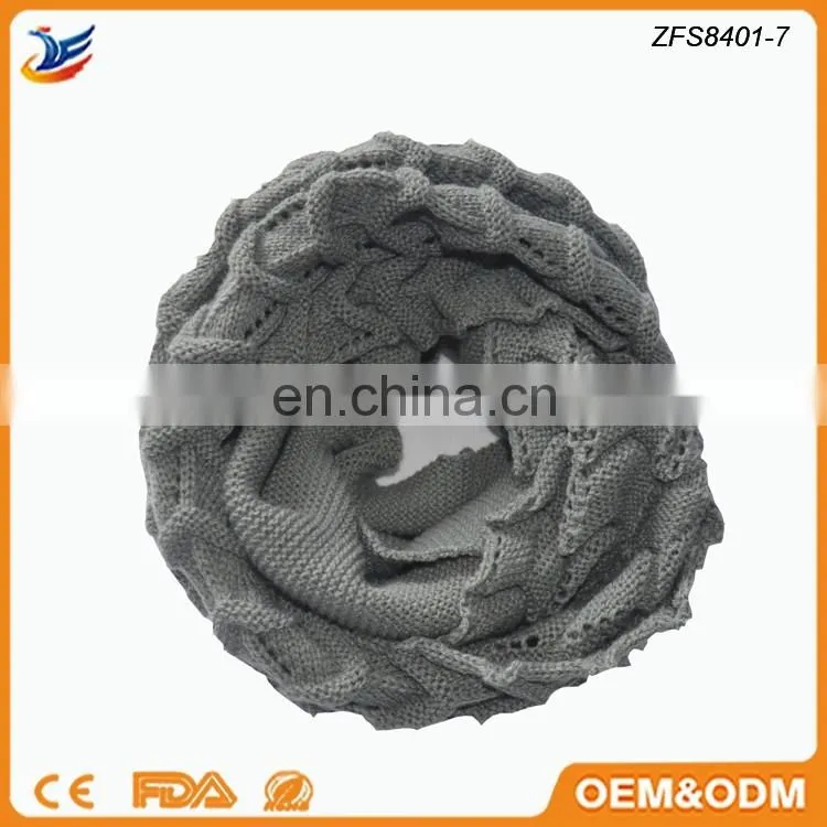 wholesale Knitting free pattern scarf and jacquard snood scarf loop scarf