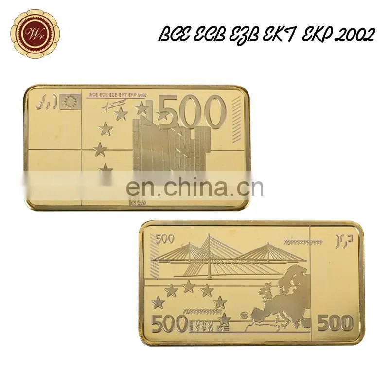 WR Valentine's Day Gift Euro 500 Gold Plated Bar Luxury Home Decor Golden Challenge Coin for Collectible Souvenir