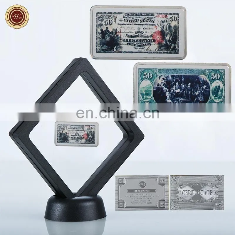 WR Year 1875 USD 50 Colored Banknote Challenge Coin 999 Silver Plated Bar Metal Home Decor for Father's Day Gifts