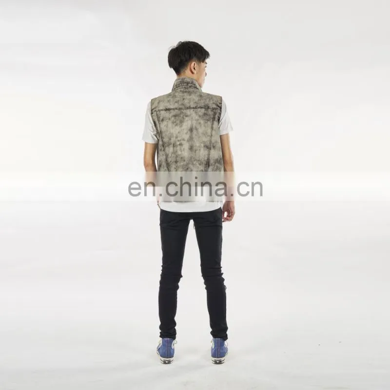 DiZNEW Wholesale Vest Fashion Grey Men's Denim Jeans Waistcoat