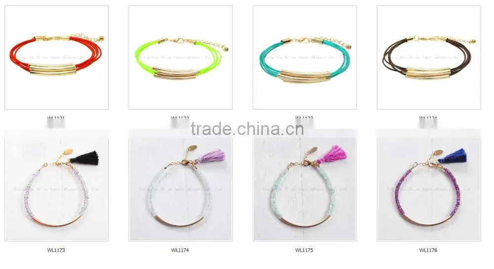 Turquoise bead bangle bracelet with white gold copper tube