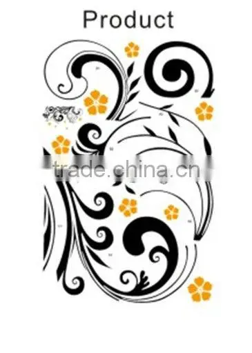 Black Pattern Yellow Flower Pvc Stickers Art Decoration Wall Sticker