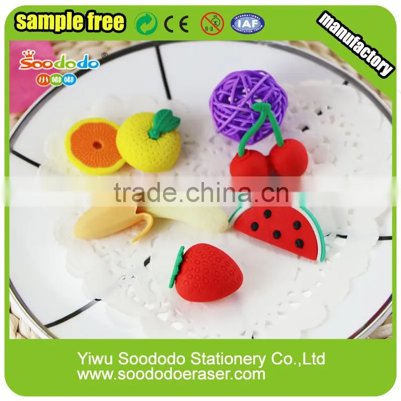 Hotsale 3D Lovely Fruit Shape Rubber Eraser