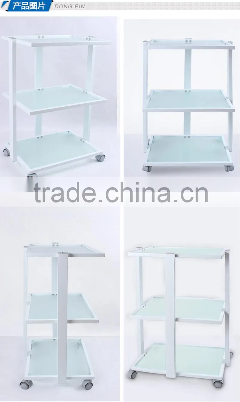 new fashion beauty spa equipment glass shelf trolley for sale