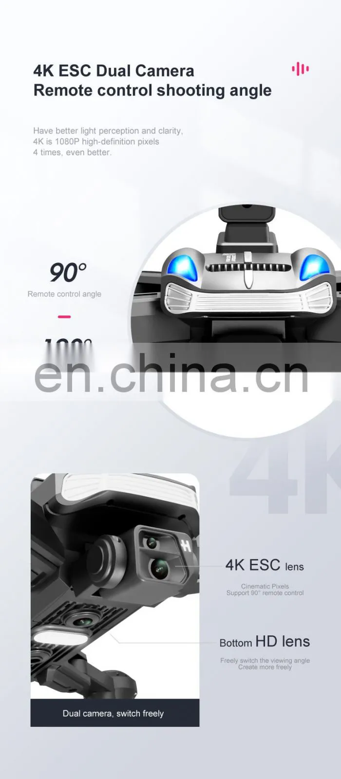 K8 drone 4k Optical flow localization Electric adjustment lens Four-way obstacle avoidance Body LED lights
