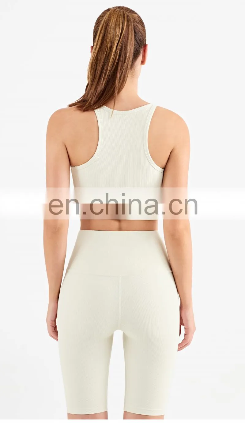 Wholesale New Sports Bra High Neck Support Ribber Clothing Women Active Wear Tops