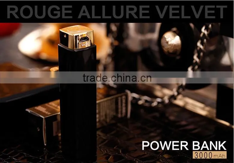 Bulk mobile phone charger lipstick Power Bank3000mAh for iPhone samsung