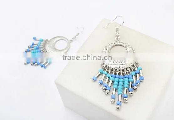 Cheap China beautiful handmade light bead tassel earrings