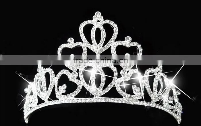 Large Rhinestone Shape Crystal Heart Pageant Crown Beautiful Bridal Crown Tiaras