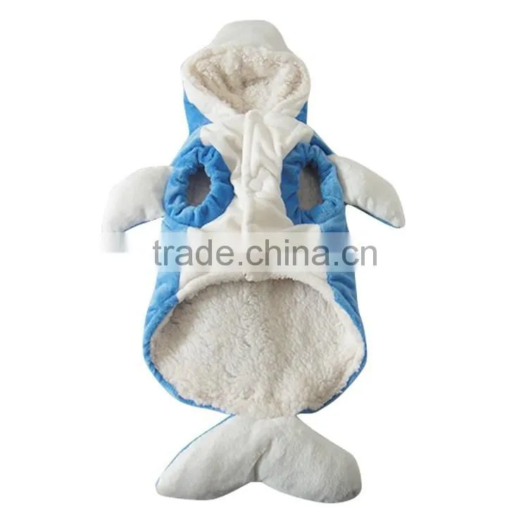 Suitable for autumn winter Double layer cut hair Royal Velvet Blue Dolphin pet clothes
