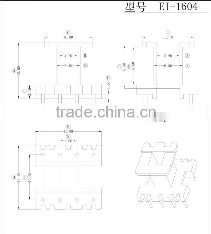 Phenolic/Bakelite/Plastic EE16 Transformer Bobbin for EE ferrite core