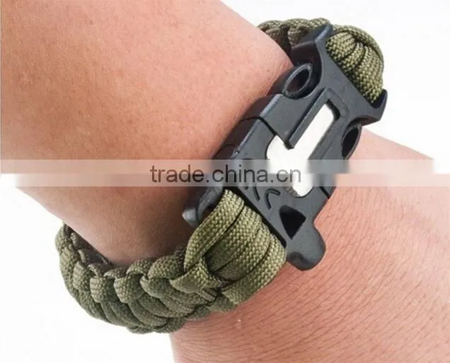 Bracelet Paracord Whistle Gear Flint Fire Starter Kits Outdoor
