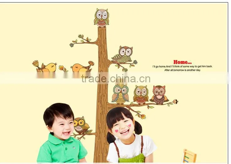 ALFOREVER brown color owl tree sticker,owl tree decals for kids